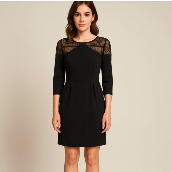 Sandro Paris Black Lace Sheath Dress Elegant Cocktail Size 2 Holiday Dress - Picture 1 of 10